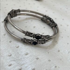 Chic Silver and Black Bracelet Set